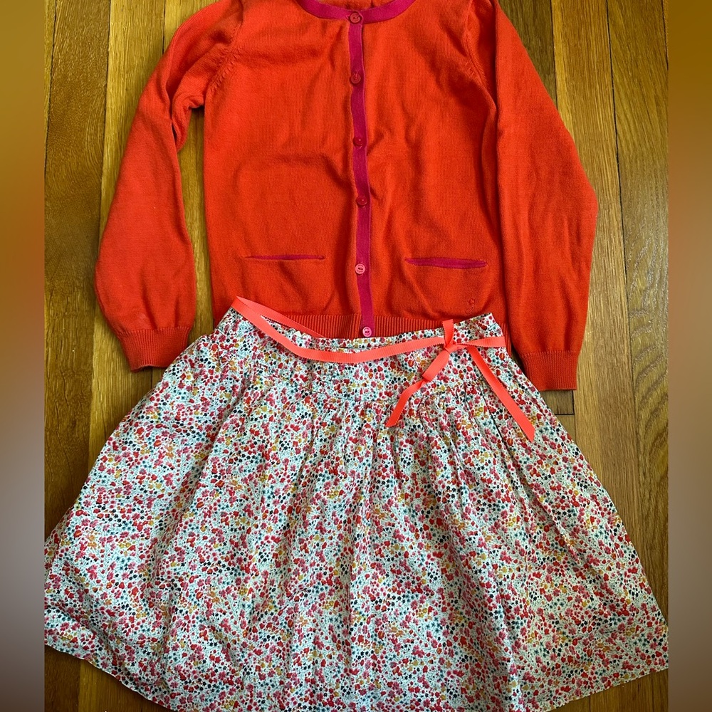 Bundle of Jacadi girl cardigan and skirt (size 8)